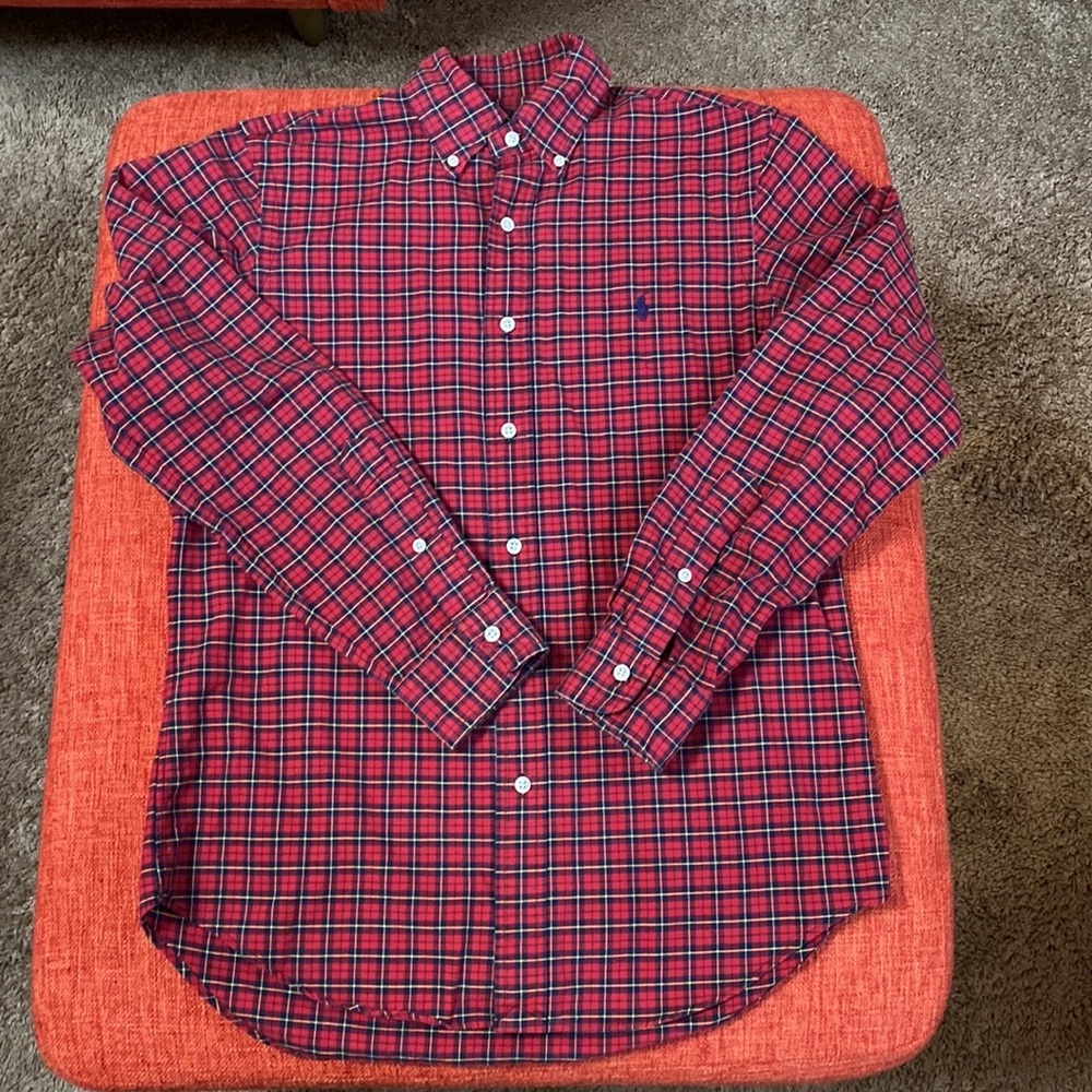 Ralph Lauren Red Plaid Cotton Button Down Shirt
